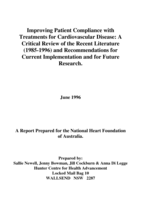 Improving patient compliance with treatments for cardiovascular disease: a critical review of the recent literature (1985-1995) and recommendations for current implementation and for future research