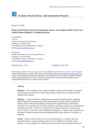 What is the best way to develop information literacy and academic skills of first year health science students? A systematic review