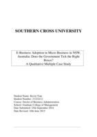 E-business adoption in micro business in NSW, Australia : does the government tick the right boxes? A qualitative multiple case study