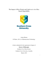 The impact of rice protein and lipid on <em>in vitro</em> rice starch digestibility