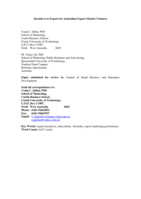 Incentives to export for Australian export market ventures