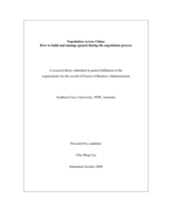 Negotiation across China : how to build and manage guanxi during the negotiation process