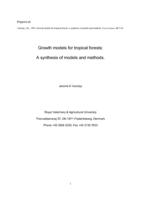 Growth models for tropical forests: a synthesis of models and methods