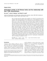 Antioxidant activity of 45 Chinese herbs and the relationship with their TCM characteristics