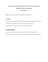 Staking a claim: the role of stakeholders in government