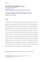 Aboriginal gambling and problem gambling: a review