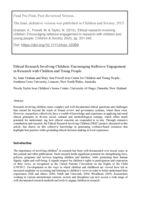 Ethical research involving children: encouraging reflexive engagement in research with children and young people