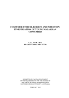 Consumer ethical beliefs and intention : investigation of young Malaysian consumers
