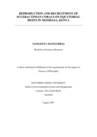 Reproduction and recruitment of scleractinian corals on equatorial reefs in Mombasa, Kenya