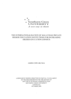 The internationalisation of Malaysian private higher education institutions for increasing higher education exports