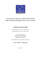 Towards the best corporate governance practices model for public universities in developing countries : the case of Kenya