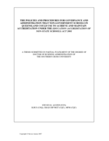 The policies and procedures for governance and administration that non-government schools in Queensland could use to achieve and maintain accreditation under the Education (Accreditation of Non-State Schools) Act 2001