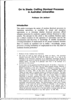 Orr to Steele: crafting dismissal processes in Australian universities