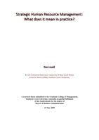 Strategic human resource management : what does it mean in practice?