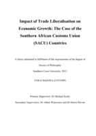 Impact of trade liberalisation on economic growth : the case of the Southern African customs union (SACU) countries