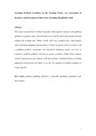 Assisting problem gamblers in the gaming venue: an assessment of practices and procedures followed by frontline hospitality staff