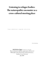 Listening to refugee bodies : the naturopathic encounter as a cross-cultural meeting place