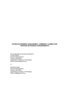 Citizen-government engagement: community connection: community connection through networked arrangements