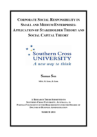 Corporate social responsibility in small and medium enterprises : application of stakeholder theory and social capital theory