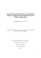 Assessment of genetically diverse international barley germplasm for development of food product applications