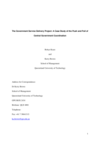 The Government Service Delivery Project: a case study of the push and pull of central government coordination
