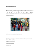 Regional festivals: nourishing community resilience: the nature and role of cultural festivals in Northern Rivers NSW communities