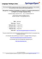 Recognition vocabulary skill as a predictor of academic English performance and academic achievement in English