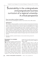 Sustainability in the undergraduate and postgraduate business curriculum of a regional university: a critical perspective