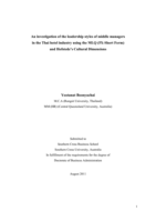 An investigation of the leadership styles of middle managers in the Thai hotel industry using the MLQ (5X-Short Form) and Hofstede’s Cultural Dimensions