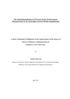 The institutionalisation of private sector performance measurement in an Australian not-for-profit organisation