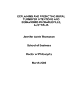Explaining and predicting rural turnover intentions and behaviours in Charleville, Australia
