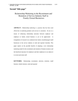 Relationship marketing in the recruitment and retention of service industry staff in family owned business: an Australian regional study