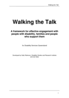 Walking the Talk: a framework for effective engagement for people with disability, families and people who support them