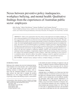 Nexus between preventive policy inadequacies, workplace bullying, and mental health: qualitative findings from the experiences of Australian public sector employees