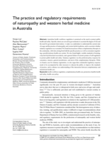 The practice and regulatory requirements of naturopathy and western herbal medicine in Australia