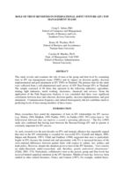 Role of trust revisited in International Joint Venture (IJV) top managment teams