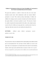 Children’s participation in research: some possibilities and constraints in the current Australian research environment
