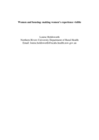 Women and housing: making women’s experience visible