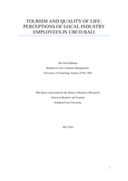 Tourism and quality of life : perceptions of local industry employees in Ubud Bali