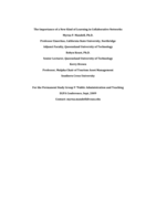 The importance of a new kind of learning in collaborative networks