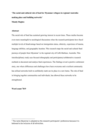 The social and cultural role of food for Myanmar refugees in regional Australia: making place and building networks