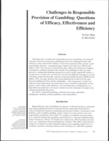 Challenges in responsible provision of gambling: questions of efficacy, effectiveness and efficiency