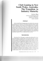 Club gaming in New South Wales, Australia: the transition to industry maturity