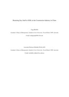 Retaining key staff in SOEs in the construction industry in China
