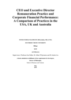 CEO and executive director remuneration practice and corporate financial performance : a comparison of practices in the USA, UK and Australia