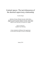 Liminal spaces : the tacit dimension of the doctoral supervisory relationship