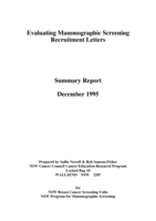Evaluating mammographic screening recruitment letters: part I -  the summary report