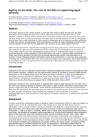 Ageing on the web: the role of the web in supporting aged services