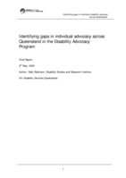 Identifying gaps in individual advocacy across Queensland in the Disability Advocacy Program