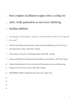 Iron complex facilitated copper redox cycling for nitric oxide generation as nontoxic nitrifying biofilm inhibitor